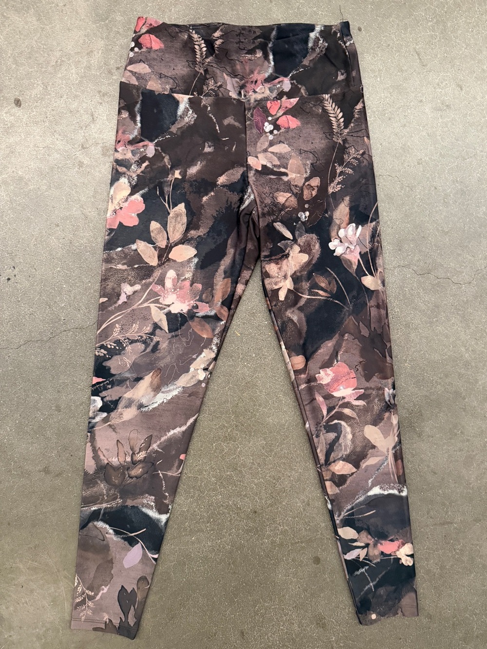 Girls Floral Print Leggings - Pink & Brown